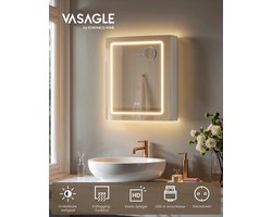 MOBO - Wandkast badkamer met spiegel - Spiegelkast badkamer - Met Led-verlichting - Stopcontact - Badkamermeubel - Opbergruimte