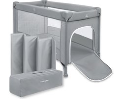 Moby-System Reisbedje Reiswieg / Box Happy Traveler - Grijs - campingbedje met matras campingbed baby bedje campingbedjes inklapbare 60x120 opvouwbare camping bed inclusief 60 x 120 voor kampeerbed reisbedjes kampeer kampeerbedje kinderbox