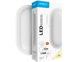 Modee Led Bulkhead Wandlamp 12W - IP65 - 19.5x94cm - Neutraal Wit - Wand-/Plafondlamp - Ovaal - Wit