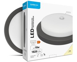 Modee Lighting - LED Bulkhead - PIR sensor - 18W 1820lm - 4000K - D195x45mm - IP65 - Zwart