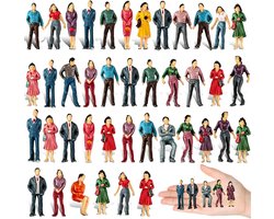 Modelfiguren 1:50 - 50 Stuks Diverse Posities, Zittend en Staand, Miniatuur Mensen voor Architectuurmodellen en Spoorwegdecoratie