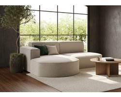 MODENA Comfort Hoekbank L-Vorm met Ottomane Links – Corduroy Stof – Moderne 3-Zits Bank voor Woonkamer – Beige – House&Garden