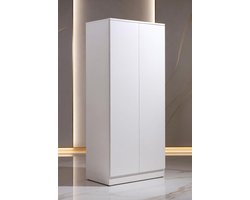 Modena Luxe Multifunctionele Garderobekast 180x50x50 cm met Kledingstang en 4 Legplanken – Smalle Hoge Opbergkast van MDF Hout voor Slaapkamer, Hal en Kantoor – Wit | House&Garden
