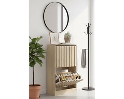 Modena Slimme Schoenenkast met 2 Kleppen – Smalle Hal Schoenenopberger met Kantelbeveiliging, Verstelbare Vakken & Modern Houtdesign – 24 x 52 x 86,5 cm