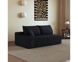 MODENUIT Bank - Hoekbank Links 2-Zits - Chaise Longue - Voor Woonkamer En Slaapkamer - Stof - Zwart