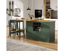 MODENUIT Bartafel - Uitschuifbaar Met Draaifunctie En Opbergruimte - Voor Woonkamer En Eetkamer - MDF - Groen