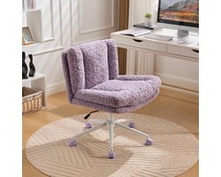 MODENUIT Bureaustoel 67 cm - Verstelbaar, 360° Draaibaar en Kantelbaar - Voor Studie en Kaptafel - Imitatiebont Paars