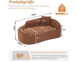 MODENUIT Chaise Longue 155 x 96 x 65 cm - Gebogen 2-Zits Met Kussen - Woonkamer - Chenille - Caramel