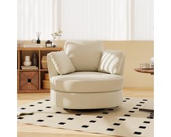 MODENUIT Draaifauteuil XXL - 360 Graden Draaibaar Met Kussens - Voor Woonkamer En Slaapkamer - Chenille - Beige