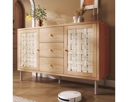 MODENUIT Dressoir - 2 Deuren, 3 Laden En Verstelbare Planken - Voor Woonkamer En Hal - Hout Eik - 120x40x75 Cm