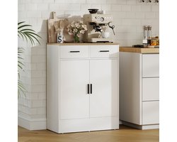 MODENUIT Dressoir - 2 Laden En Kast Met Verstelbare Plank - Voor Keuken, Woonkamer, Hal - Hout Wit - 68,6x35x90,3 Cm