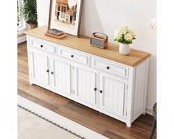 MODENUIT Dressoir - 3 Lades En 4 Deuren - Voor Woonkamer, Slaapkamer En Hal - MDF - 160x35x76 Cm - Wit