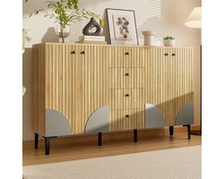 MODENUIT Dressoir - 4 Deuren En 4 Laden Met Opbergruimte - Voor Woonkamer, Eetkamer En Hal - Houtkleur - 160x36x94 cm