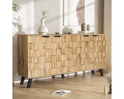 MODENUIT Dressoir - 4 Deuren Met Verstelbare Planken - Voor Woonkamer Of Eetkamer - Spaanplaat - 160,5x35,5x78 Cm