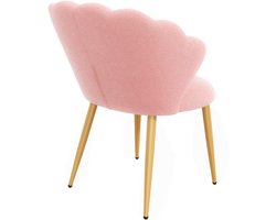 MODENUIT Eetkamerstoel - Set Van 4 Met Teddy-Stof Bekleding En Kussen - Voor Eetkamer - Roze - 60x62,5x83 Cm