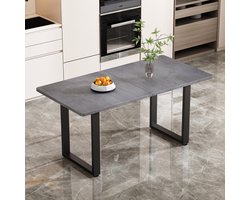 MODENUIT Eettafel - Rechthoekig Industrieel Ontwerp - Voor Eetkamer En Woonruimte - Metaal En Zwart Grijs