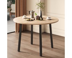 MODENUIT Eettafel - Rond Klapbaar Tafelblad - Voor Keuken En Kleine Ruimtes - MDF Eikenkleur - 100x100 Cm