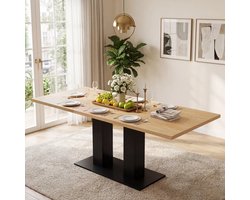 MODENUIT Eettafel - Uitschuifbaar 140 Tot 180x70 Cm - Rechthoekig Voor Eetkamer, Keuken en Woonkamer - MDF - Naturel