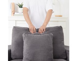 MODENUIT Fauteuil - Ribfluweel Met Hocker, Opbergzak En Bekerhouder - Voor Ontspannen - Grijs - 1-Zits