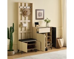 MODENUIT Halmeubel - Garderobe Met Zitbank En Lade - Voor Hal - MDF Houtkleur - 60x35x179,5 Cm