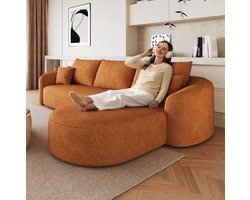 MODENUIT Hoekbank 266 Cm - L-Vormig Zonder Montage - Voor Woonkamer En Slaapkamer - Chenille Stof Oranje
