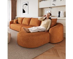 MODENUIT Hoekbank 336 cm - L-Vormig Modulair Zonder Montage - Woonkamer En Slaapkamer - Chenille Oranje