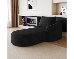 MODENUIT Hoekbank Rechts - Loungesofa Met Chaise Longue - Voor Woonkamer En Slaapkamer - Stof - Zwart