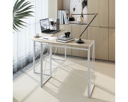 MODENUIT Hoekbureau - L-vormig Computerbureau - Voor Thuiswerk En Studie - MDF En Metaal - White Oak - 75 Cm