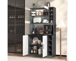 MODENUIT Keukenkast - Met LED-Verlichting En Kabeldoorvoer - Vrijstaand Voor Keuken En Eetkamer - MDF - 100x47x187 Cm