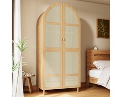 MODENUIT Kledingkast - Gebogen Deurdesign Met Rotan En Lade - Slaapkamer Of Hal - MDF En Spaanplaat - 80x50x179 Cm