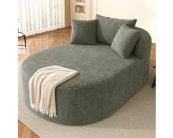 MODENUIT Relaxfauteuil 170 x 112,5 x 83 Cm - Ovale Zitting - Voor Woonkamer En Slaapkamer - Ribstof Groen