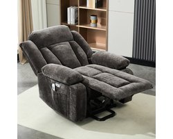 MODENUIT Relaxfauteuil 95 x 94 x 107 cm - Elektrisch Verstelbaar met Massage en Verwarming - Woonkamer - Stof Bruin