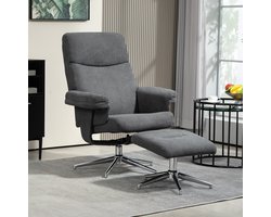 MODENUIT Relaxfauteuil Met Hocker - Handmatig Verstelbare Rugleuning - Woonkamer - Fluweel Donkergrijs