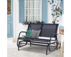 MODENUIT Schommelbank 2-Zits 120 X 70 X 85 Cm Met Schommelfunctie Voor Tuin En Terras Metaal Zwart