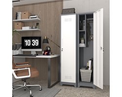 MODENUIT Schoonmaakkast - Met Hangstang En 4 Vakken - Voor Keuken En Kantoor - Metaal Grijs - 40x40x165 Cm