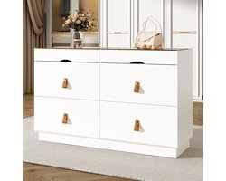 MODENUIT Sieradenkast - 6 Laden Met Vakken En Glazen Bovenblad - Voor Slaapkamer En Kleedruimte - Wit - 120x40x78 Cm