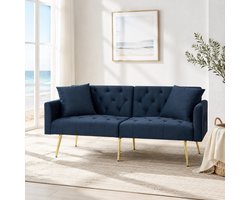 MODENUIT Slaapbank 177 x 78 cm - 3-Standen Verstelbare Rugleuning - Voor Woonkamer En Appartement - Fluweel Blauw