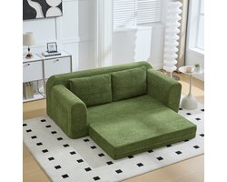 MODENUIT Slaapbank 179 x 95 x 79 cm - 2-in-1 Uitklapbaar Als Vloerbed - Voor Woonkamer En Studio - Stof - Legergroen