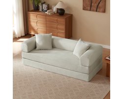 MODENUIT Slaapbank 195 cm - Uitklapbaar Tot Slaapbed - Voor Woonkamer En Slaapkamer - Velvet Beige