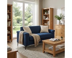 MODENUIT Sofa 172 cm - 2-Zits Met Brede Armleuningen En Metalen Poten - Voor Woonkamer En Appartement - Hout Blauw