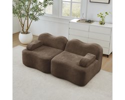 MODENUIT Sofa 2-Zits - Modulaire Opstelling Met Hocker En Armkussen - Voor Woonkamer En Appartement - Fluweel Bruin