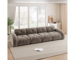 MODENUIT Sofa - Modulaire 4-Zits Bank - Frameloos Ontwerp - Voor Woonkamer En Loungehoek - Chenille Bruin
