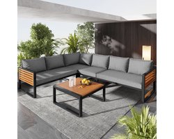 MODENUIT Tuinloungeset 5-Delig - Modulair Met Afneembare Kussenhoezen - Voor Tuin, Balkon En Terras - Metaal Grijs