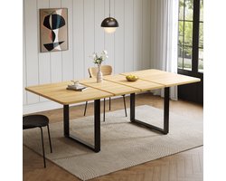 MODENUIT Uitschuifbare Eettafel - 3 Lengtes Voor Eetkamer En Keuken - MDF Eikenkleur - 140-180-220x80 Cm