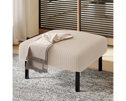 Modenuit Voetenbankje – 56 x 51 x 39 cm – Cordstof en Metaal – Beige – Gestoffeerd voor Woonkamer