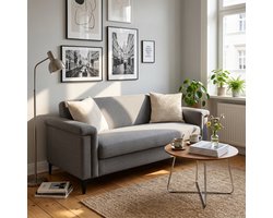 MODENUIT Zitbank 172 cm - 2-Zits Met Armleuningen En Metalen Poten - Voor Woonkamer - Hout En Polyester Lichtgrijs