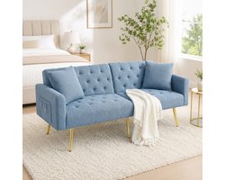 MODENUIT Zitbank 2-Zits - 3-Standen Verstelbare Rugleuning - Voor Woonkamer En Appartement - Teddy Blauw