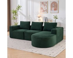 MODENUIT Zitbank 2-Zits - Met 3 Kussens en 2 Bekerhouders - Voor Woonkamer en Kantoor - Polyester - Retro Groen