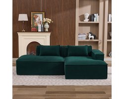 MODENUIT Zitbank 235 cm - Compact Ontwerp Voor Woonkamer, Appartement En Kantoor - Gestoffeerd Polyester - Retro Groen