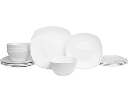 Modern 12-Delige Witte ServiesSet voor 4 Personen - Vierkant Design